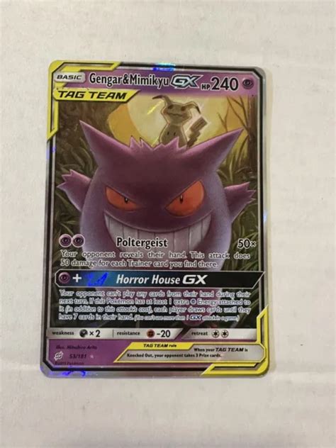 Gengar Mimikyu Gx Full Art Ultra Rare Card Pok Mon Team Up