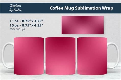 Hot Pink Red Coffee Mug Wrap Sublimation Graphic By Templates By