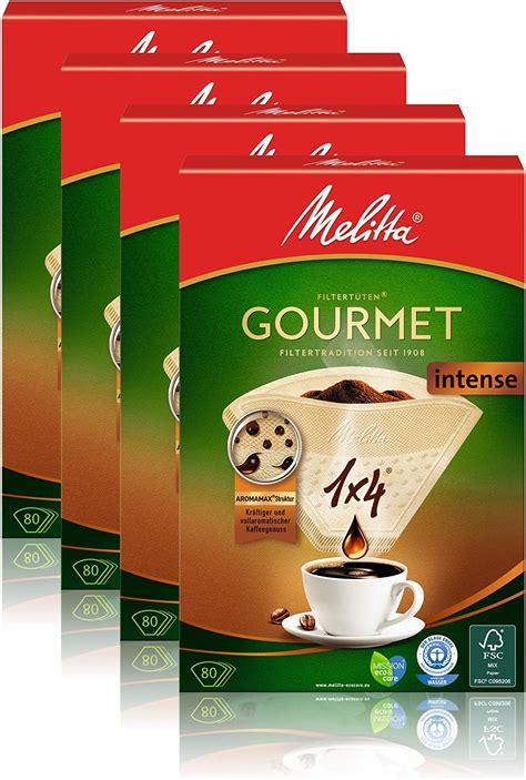 Melitta 80 Coffee Filters Size 1x4 For Filter Coffee Maker Intense