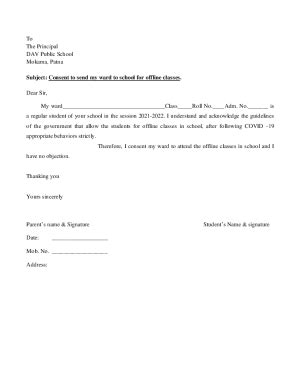 Fillable Online Consent Letter For Offline Classes Pdf Dav Public