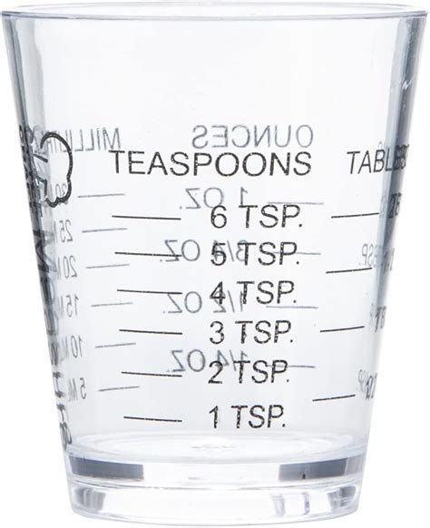 Chef Craft Classic Plastic Shot Glass Measurer 1 Ounce Teaspoontablespoon Clear