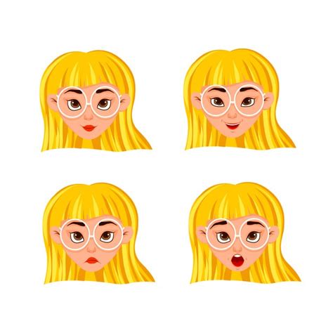 Premium Vector Set Of Woman S Emotions Facial Expression