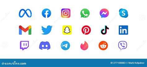 Social Media App Logo Meta Whatsapp Facebook Twitter Instagram Collection Of Popular