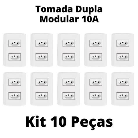 10 Tomadas Kit 10A 20A SIMPLES BRANCA TOC COMPLETA PLACA E PARAFUSO