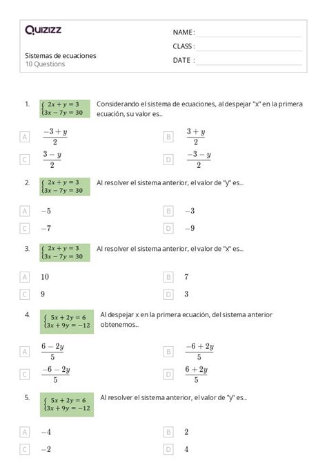 Ecuaciones De Dos Pasos Hojas De Trabajo En Quizizz Gratis E