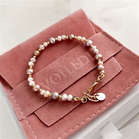 18k Gold Pearl Initial Bracelet Etsy