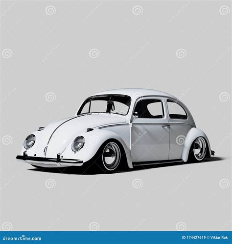 White Classic Custom Volkswagen Beetle Bug, Kafer Car Isolated on ...