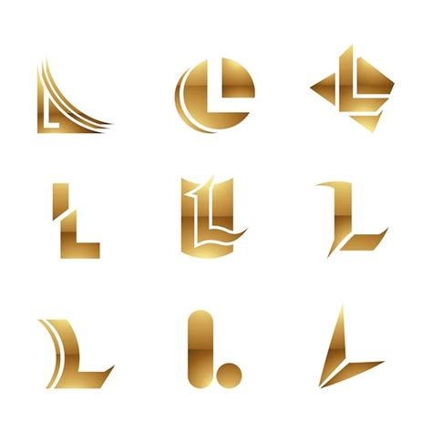 Iconos De Letra L Brillante Dorado Sobre Un Fondo Blanco Vector Premium