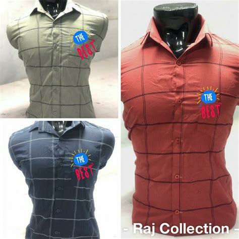 Raj Collection Collar Neck Men Casual Check Shirt Handwash Size M To