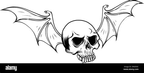 Hand Drawn Vampire Skull With Bat Wings Halloween Trick Or Treat