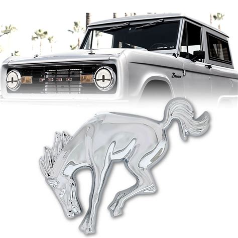 Chrome Plated Detailed Bucking Bronco Horse Emblem For 1966-1977 Ford ...