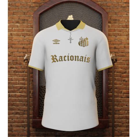 Camisa Santos Racionais Branca Dourado Modelo Premium Masculino