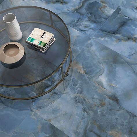 Jewel Onyx Blue 24x48 Polished Porcelain Tile Polished Porcelain