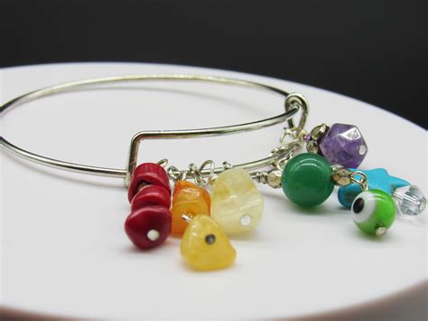 Gay Pride Flag Bracelet Rainbow Gemstone Charm Bracelet Subtle Pride Bracelet Discreet