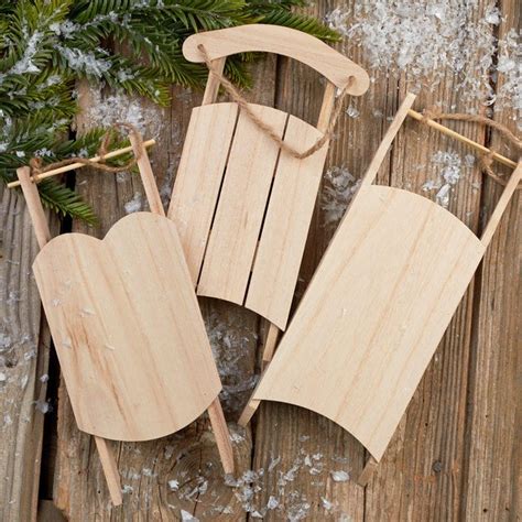 Unfinished Wood Vintage Sled Holiday Craft Supplies Christmas And