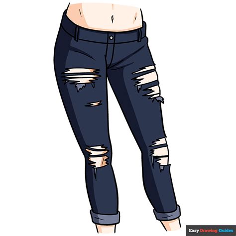 How to Draw Anime Ripped Jeans - Easy Step by Step Tutorial