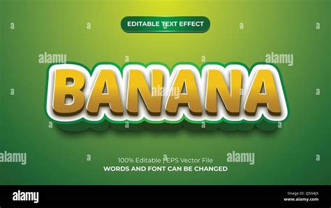 Banana 3d Text Effect Fruit Graphic Style Design Stock Vector Image