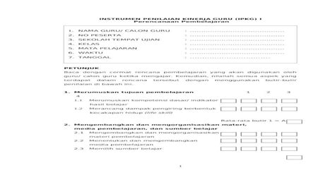 Contoh Instrumen Penilaian Kinerja Guru