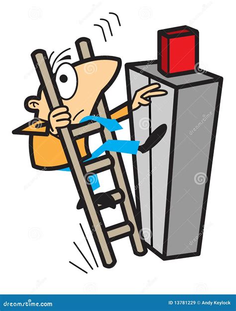 Man Lifting Falling Off A Ladder Stock Vector Illustration Of Cartoon