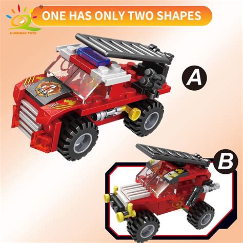 HUIQIBAO HQB026 387pcs 6in1 Fire Fighting Trucks Building Blocks City