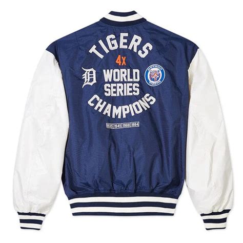 Full Zip Navy Satin New Era Detroit Tigers Bomber Jacket