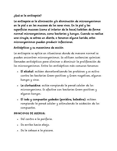 Sepsia y antisepsia Qué es la antisepsia La antisepsia es la