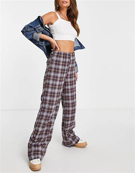 Heartbreak Wide Leg Trousers Co Ord In Brown Check Asos