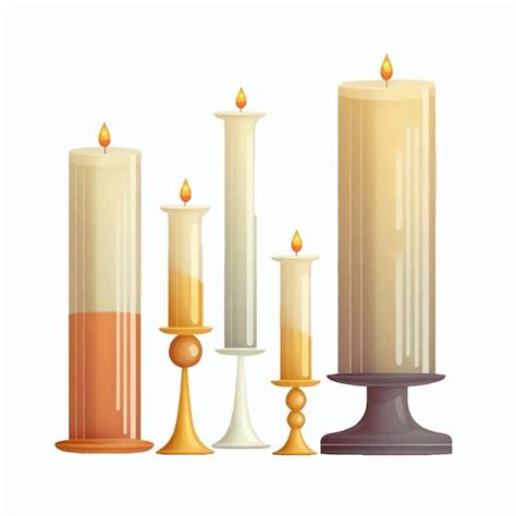 Premium Vector Tall Cylinder Candles On Candlesticks Isolated On