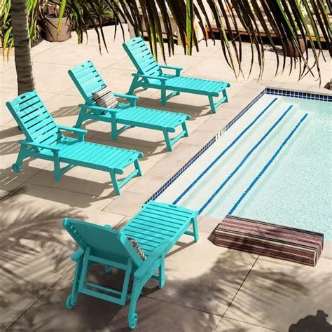 Lue Bona Oversized Plastic Outdoor Chaise Lounge Chair With Wheels And