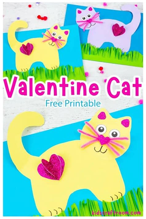 Valentine Cat Craft Free Printable Kids Craft Room