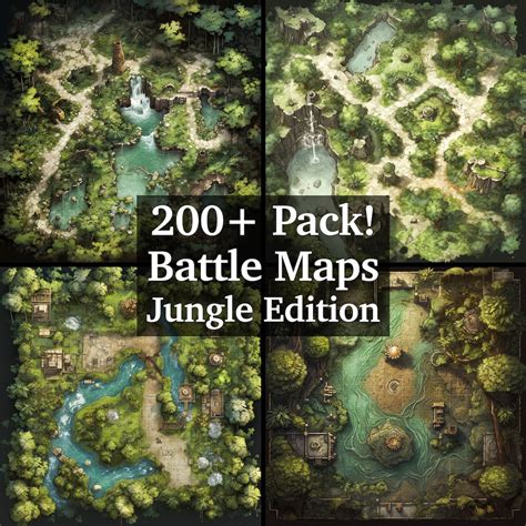 Jungle Battle Maps 200 Pack Bundle Of High Detail Role Playing Maps Dungeons And Dragons Role