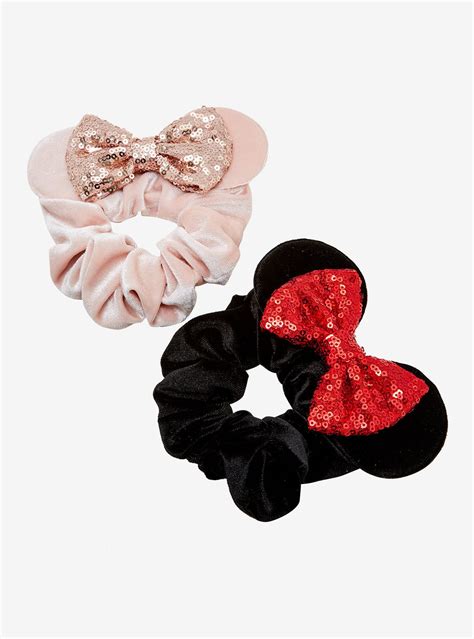 Disney Minnie Mouse Sequin Bow Scrunchie Set Hot Topic Diy Hair