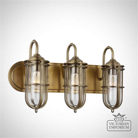 Urban Triple Wall Light In Dark Antique Brass Bathroom Lights