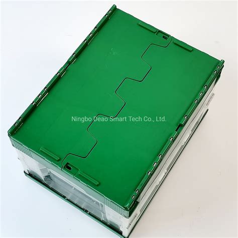 L Plastic Crates Folding Stackable Turnover Box With Lid Plastic