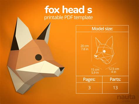 Papercraft Fox Head Papercraft Fox Head Printable Diy Template Paper Decorations Diy Diy Paper