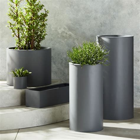 Stax Grey Planters Cb2 In 2021 Gray Planter Modern Planters Outdoor Modern Planters