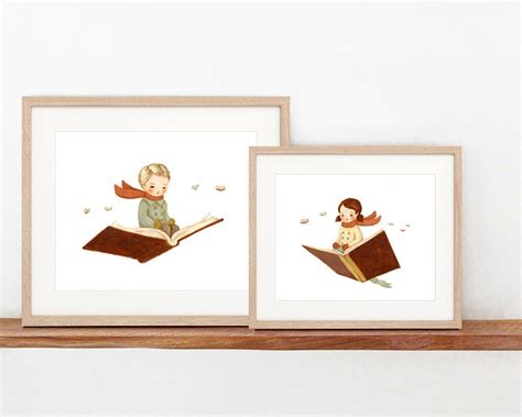 Fly Away With A Book Print 10x8 Boy Art Nursery Art