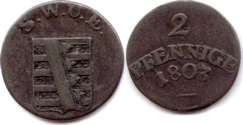 Sachsen Weimar Eisenach 2 Pfennig 1803 Carl August 1758 1775 1828