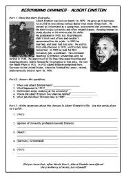 Describing Changes Albert Einstein Past Tense ESL Worksheet By