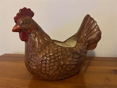 Ceramic Chicken Planter Etsy