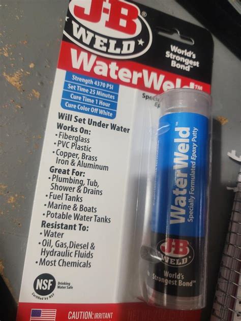 J B Weld Waterweld Epoxy Putty Stick