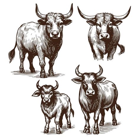 vintage ox illustration  vector art  vecteezy
