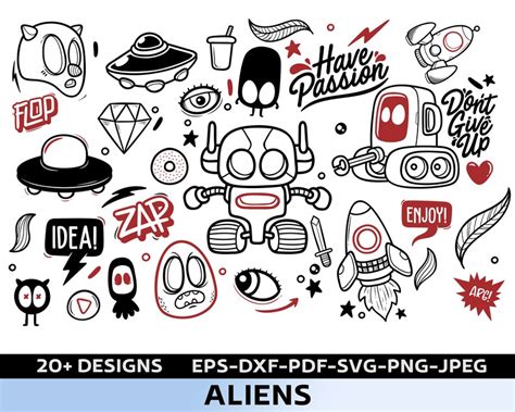 Cute Alien Svg Alien Face Svg Kawaii Alien Clipart Bundle Etsy