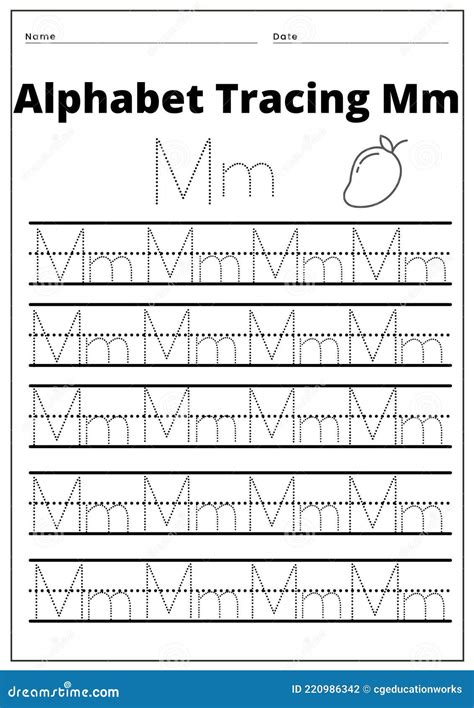 Tracing Alphabet Mm Worksheet Stock Vector Illustration Of Activity