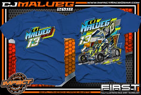 CJ Malueg Open Wheel Sprint Car Racing T-Shirts Royal - Impact RaceGear