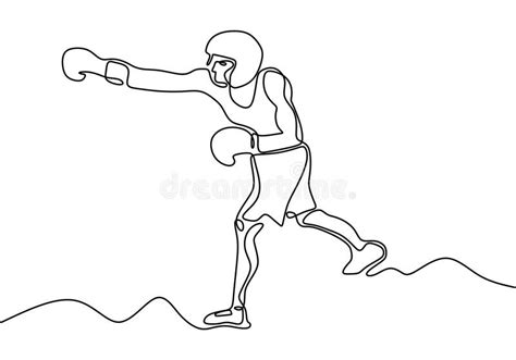 Continuous One Line Drawing Of Woman Boxer Athlete Sport Game Vector