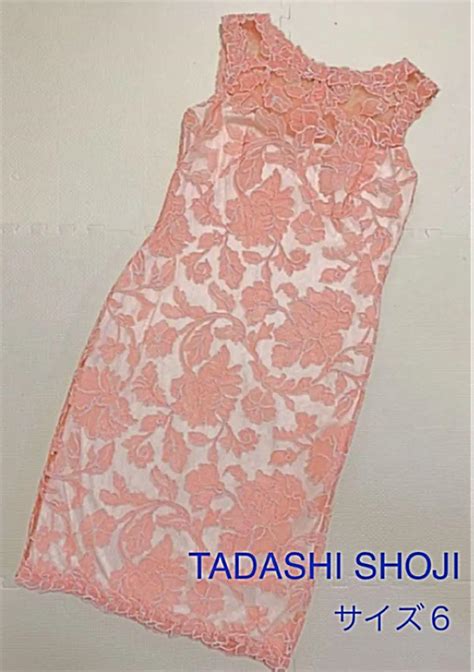 39％割引ブラウン系mい出のひと時に、とびきりのおしゃれを！ 美品 Tadashi Shoji レースワンピース ピンク ひざ丈ワンピース