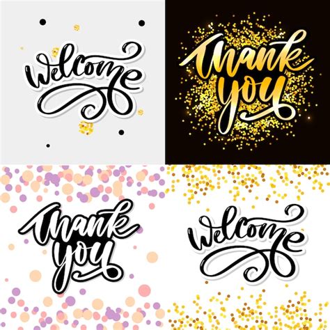 Premium Vector Thank You Handwritten Inscription Welcome Lettering