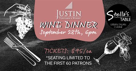 Book Your Justin Wine Dinner Event With Stellas Table On Resy