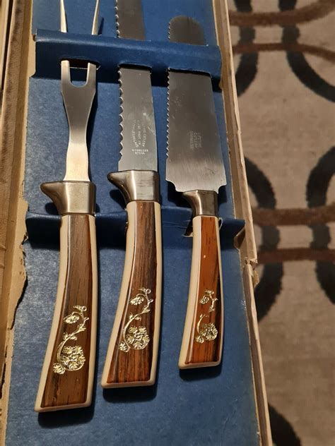 Vintage 19 Piece Sheffield English Blades Golden Prestige Cutlery Set